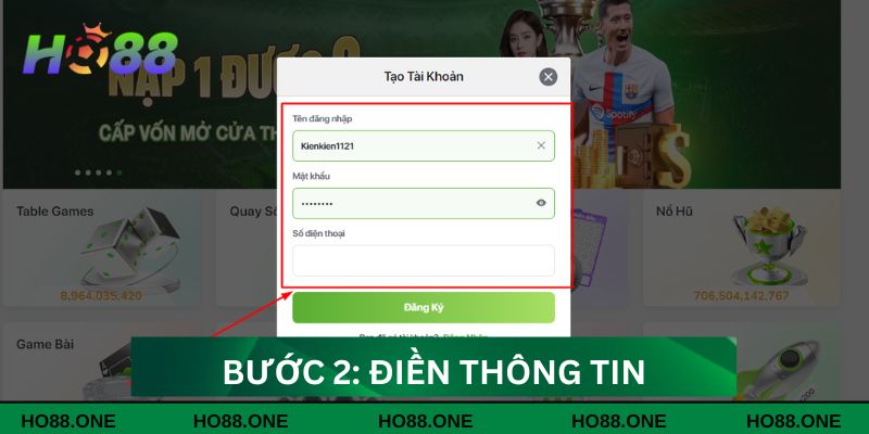 Bước 2: Điền thông tin Bước 2: Điền thông tin