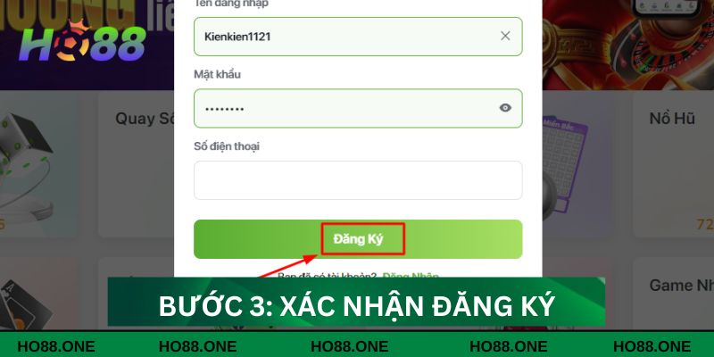 Bước 3: Xác nhận đăng ký tài khoản Ho88 và hoàn tất Bước 3: Xác nhận đăng ký tài khoản Ho88 và hoàn tất